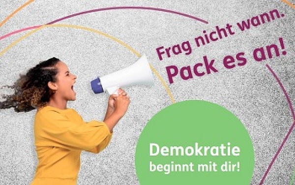 Das Foto zeigt das Logo des Bundeswettbewerbs Demokratisch  Handeln
